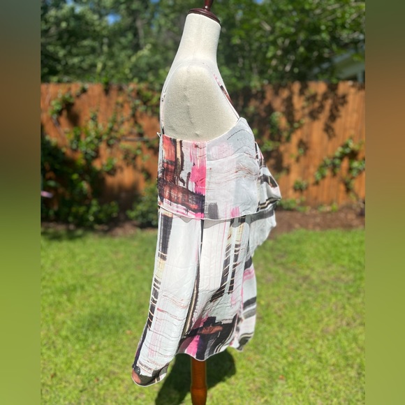 NWT French Connection Cornell Sheer Dress color: Neon Nectar - Picture 5 of 7